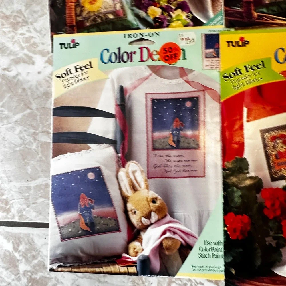 Vintage 1996 Tulip Iron-On Designs Paul Brent Soft Images Color Design Lot of 6